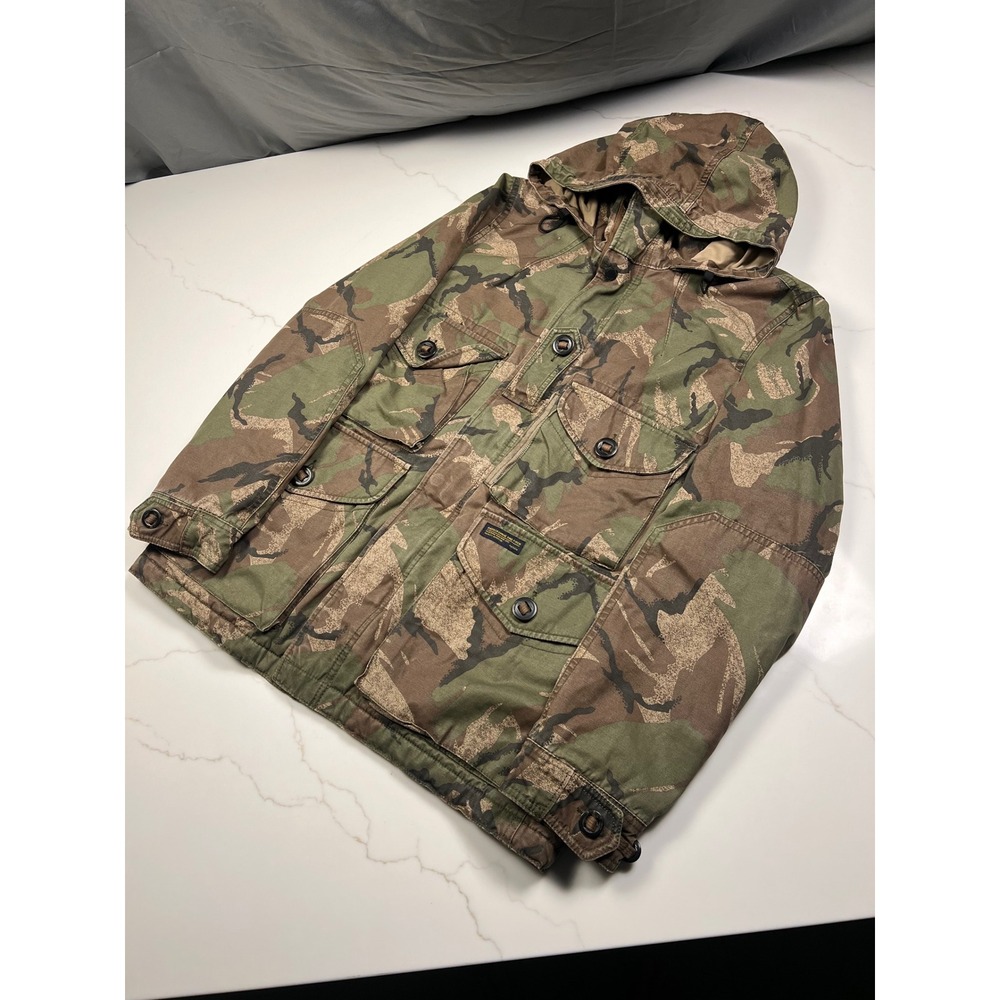 Abercrombie and Fitch Field Jacket Mens Medium Camo Hooded Utility military